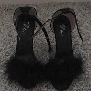 Black Feathered Heels
